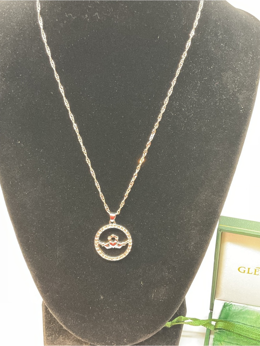 Glencara Silver Tone Claddagh Pendant Necklace - Picture 4 of 8